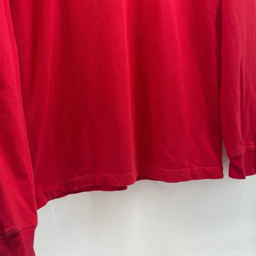 The North Face Men's Bold Red Long Sleeve black logo on back  active Tee
